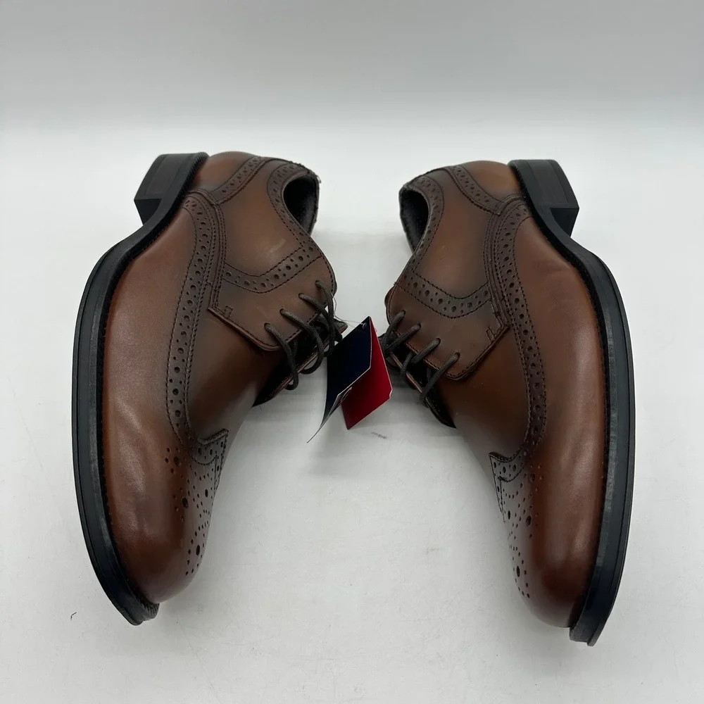Chaps 96-98722‎ Mens 9.5 M Astor Dark Tan Wingtip Brogue Oxford Dress Shoes